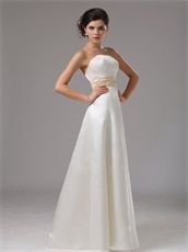 Succinct Floor Length Ivory Casual Bridal Gown With Champagne Ribbon