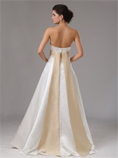 Succinct Floor Length Ivory Casual Bridal Gown With Champagne Ribbon