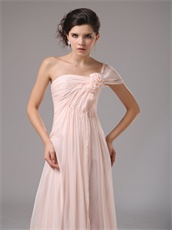 Blush Pearl Pink Chiffon Single Shoulder Dress To Attend Annual Meeting