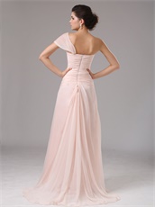 Blush Pearl Pink Chiffon Single Shoulder Dress To Attend Annual Meeting