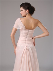 Blush Pearl Pink Chiffon Single Shoulder Dress To Attend Annual Meeting