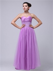 Lilac Beaded Decorate Tulle Skirt For Girl Meeting Wear Hot Sale