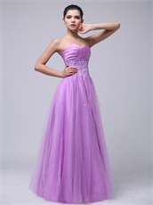 Lilac Beaded Decorate Tulle Skirt For Girl Meeting Wear Hot Sale