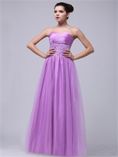 Lilac Beaded Decorate Tulle Skirt For Girl Meeting Wear Hot Sale