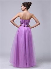 Lilac Beaded Decorate Tulle Skirt For Girl Meeting Wear Hot Sale