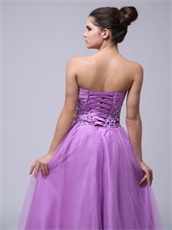 Lilac Beaded Decorate Tulle Skirt For Girl Meeting Wear Hot Sale