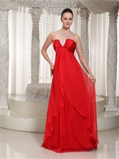 Affordable V Shaped Red Chiffon Princess Gathering Party Dress Most Choice