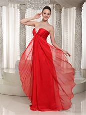 Affordable V Shaped Red Chiffon Princess Gathering Party Dress Most Choice