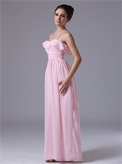 Sweet Halter Neckline Falbala Baby Pink Chiffon Girl's First Prom Dress