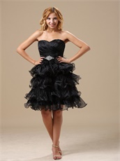 Exquisite Feathers Alternate Multilayers Ruffles Black Skirt Cocktail Prom Dress
