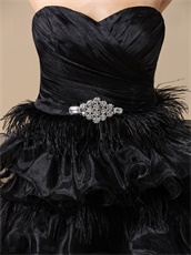 Exquisite Feathers Alternate Multilayers Ruffles Black Skirt Cocktail Prom Dress