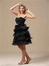 Exquisite Feathers Alternate Multilayers Ruffles Black Skirt Cocktail Prom Dress