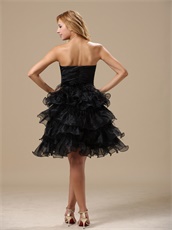 Exquisite Feathers Alternate Multilayers Ruffles Black Skirt Cocktail Prom Dress