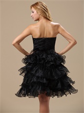 Exquisite Feathers Alternate Multilayers Ruffles Black Skirt Cocktail Prom Dress