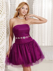 Strapless Magenta Homecoming Dress And Gown For University Girl