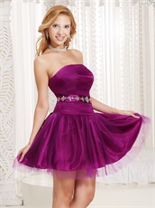 Strapless Magenta Homecoming Dress And Gown For University Girl