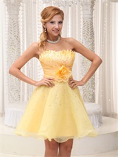 Daffodil Plicated Flower Decorate Organza Dress For Classmate Reunion On Sale