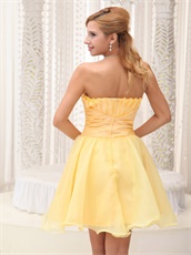 Daffodil Plicated Flower Decorate Organza Dress For Classmate Reunion On Sale