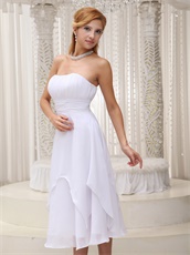 Terse White Tea-length 2 Layers Party Dress Full Size Customization