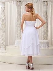Terse White Tea-length 2 Layers Party Dress Full Size Customization