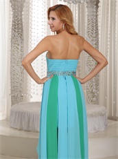 Asymmetrical Turquoise and Aqua Chiffon Hemline Prom Dress For Cocktail