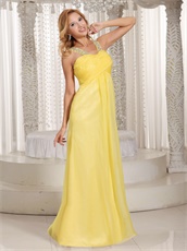 Wide Double Straps Bright Sun Yellow Floor Length Special Gathering Dress