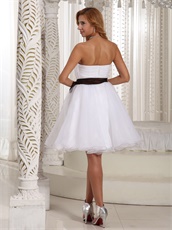 Simplicity Sweetheart White Organza Dama Dress With Brown Taffeta Bow