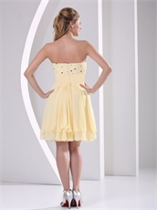 Light Yellow Layers Chiffon Young Girl Homecoming Prom Dress Bustle
