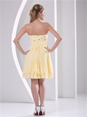 Light Yellow Layers Chiffon Young Girl Homecoming Prom Dress Bustle