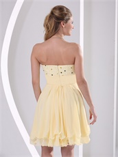 Light Yellow Layers Chiffon Young Girl Homecoming Prom Dress Bustle