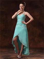 Fascinating Aqua Blue High-low Prom Dress Cross Back Special Price