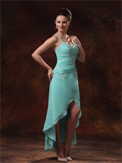 Fascinating Aqua Blue High-low Prom Dress Cross Back Special Price