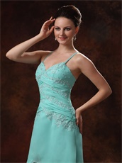 Fascinating Aqua Blue High-low Prom Dress Cross Back Special Price