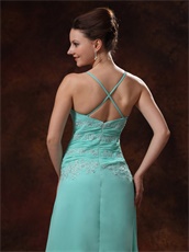 Fascinating Aqua Blue High-low Prom Dress Cross Back Special Price