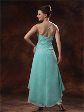 Fascinating Aqua Blue High-low Prom Dress Cross Back Special Price