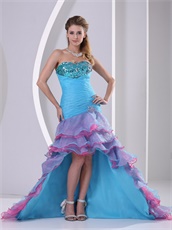 Attractive Layers Skirt High-low Colorful Prom Dress Runway Pageant Wear