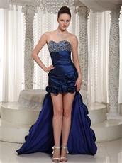 Decent Royal Blue High-low Taffeta Prom Dress Without Sleeves Lady Prefer