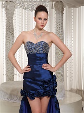 Decent Royal Blue High-low Taffeta Prom Dress Without Sleeves Lady Prefer