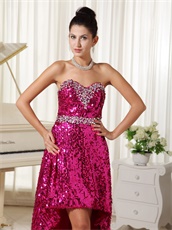 Twinkling Paillette Over Skirt Exposed Back High-low Prom Dress Stage Show