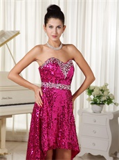 Twinkling Paillette Over Skirt Exposed Back High-low Prom Dress Stage Show