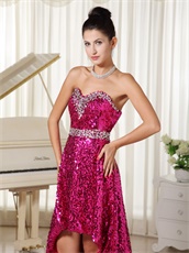 Twinkling Paillette Over Skirt Exposed Back High-low Prom Dress Stage Show