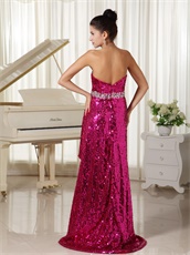 Twinkling Paillette Over Skirt Exposed Back High-low Prom Dress Stage Show