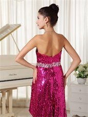 Twinkling Paillette Over Skirt Exposed Back High-low Prom Dress Stage Show