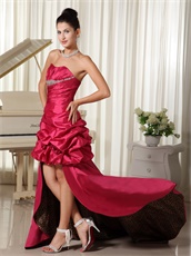 Hot Pink Taffeta High Low Prom Dress With Leopard Printed Inside Exclusive