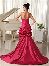 Hot Pink Taffeta High Low Prom Dress With Leopard Printed Inside Exclusive