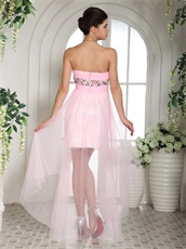 Vivacious Baby Pink Beaded Over Bodice High-low Girl's First Homecoming Dress