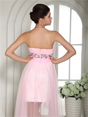 Vivacious Baby Pink Beaded Over Bodice High-low Girl's First Homecoming Dress