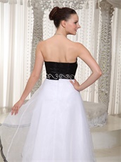 Black and White Puffy Curly Border Prom Formal Dress Show Leg