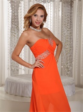 Best Seller High-low Prom Dress Orange Red Chiffon Party Style
