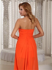 Best Seller High-low Prom Dress Orange Red Chiffon Party Style